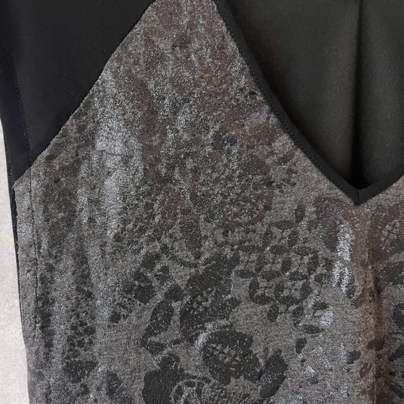 7 For All Mankind Faux Lace Shimmer Black Sheer Back High Low Top Size XS - Picture 3 of 11